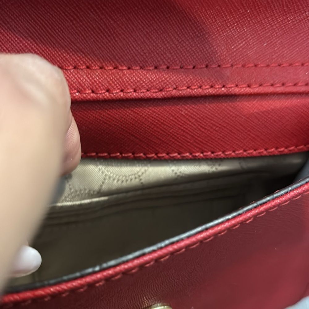 Michael Kors Leather Snap Pocket Tote Red Handbag - Picture 16 of 16